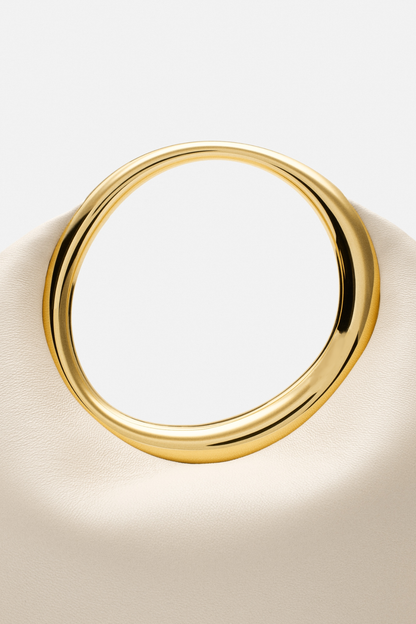 Esme Circle Leather Clutch - White