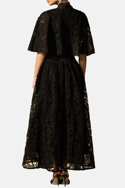 Esras Lace Bow Embellished Maxi Dress - Black
