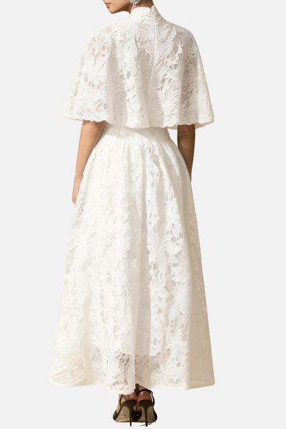 Esras Lace Bow Embellished Maxi Dress - White