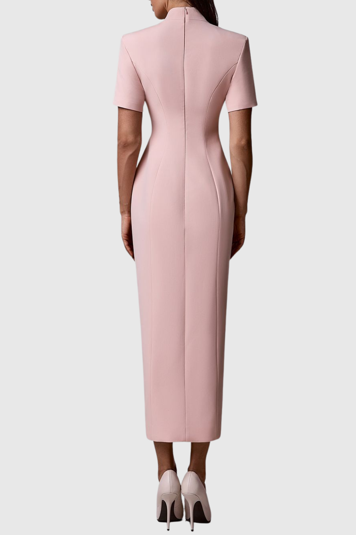 Essieya Buttoned Midi Dress - Pink