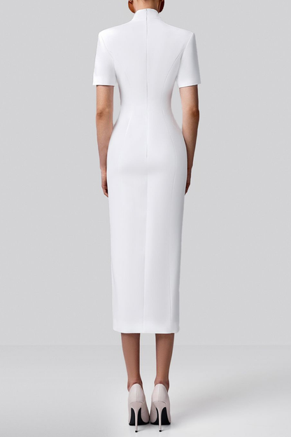 Essieya Buttoned Midi Dress - White