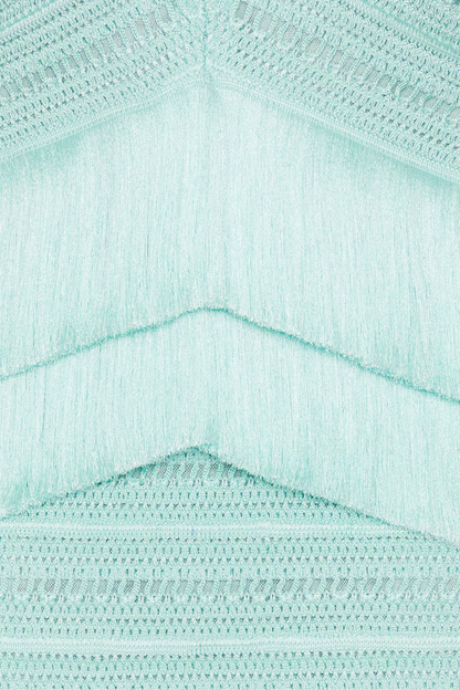 Este Crochet Fringe Tiered Maxi Dress - Green