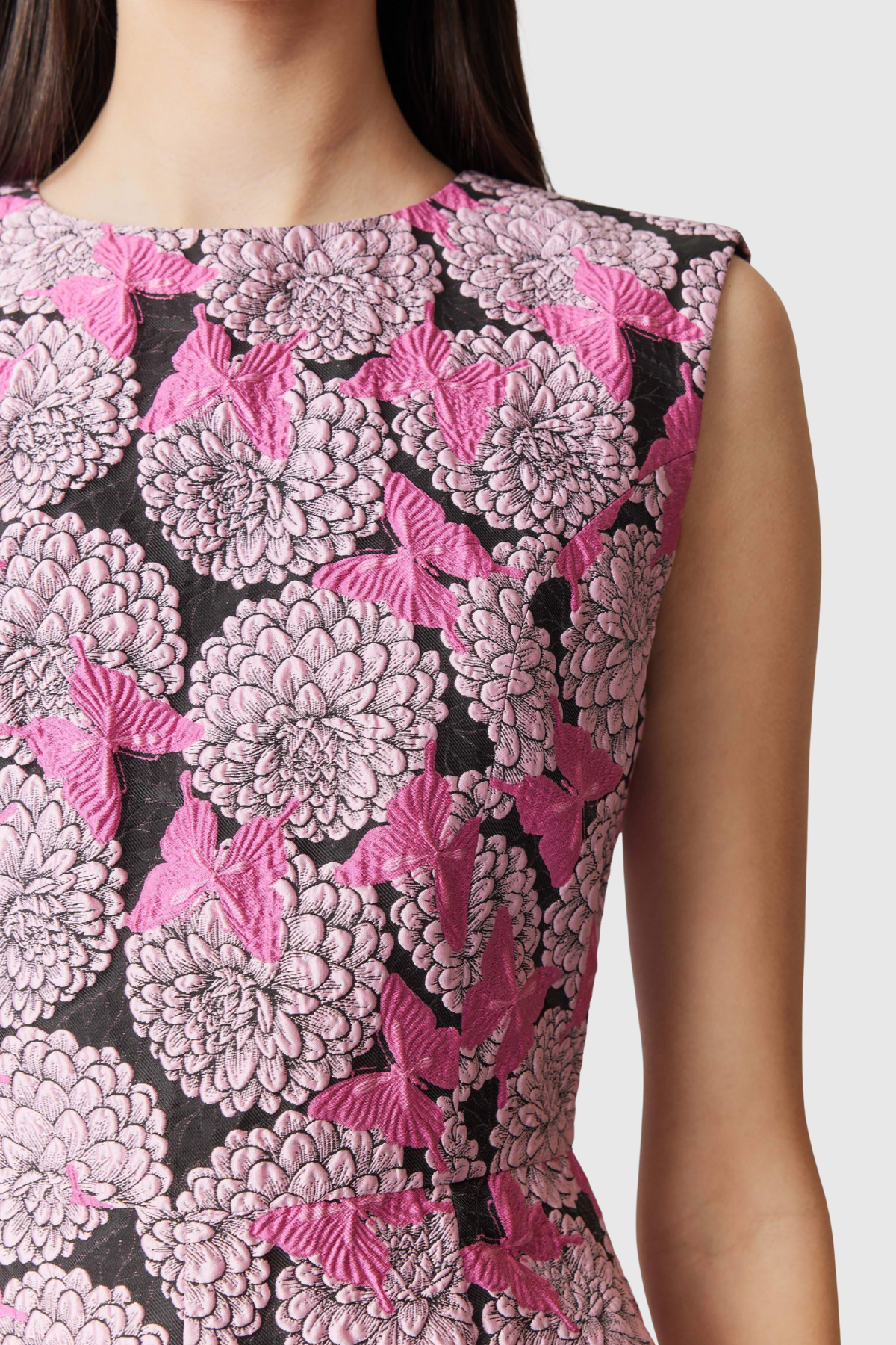 Esti Butterfly Jacquard Sleeveless Mini Dress - Pink