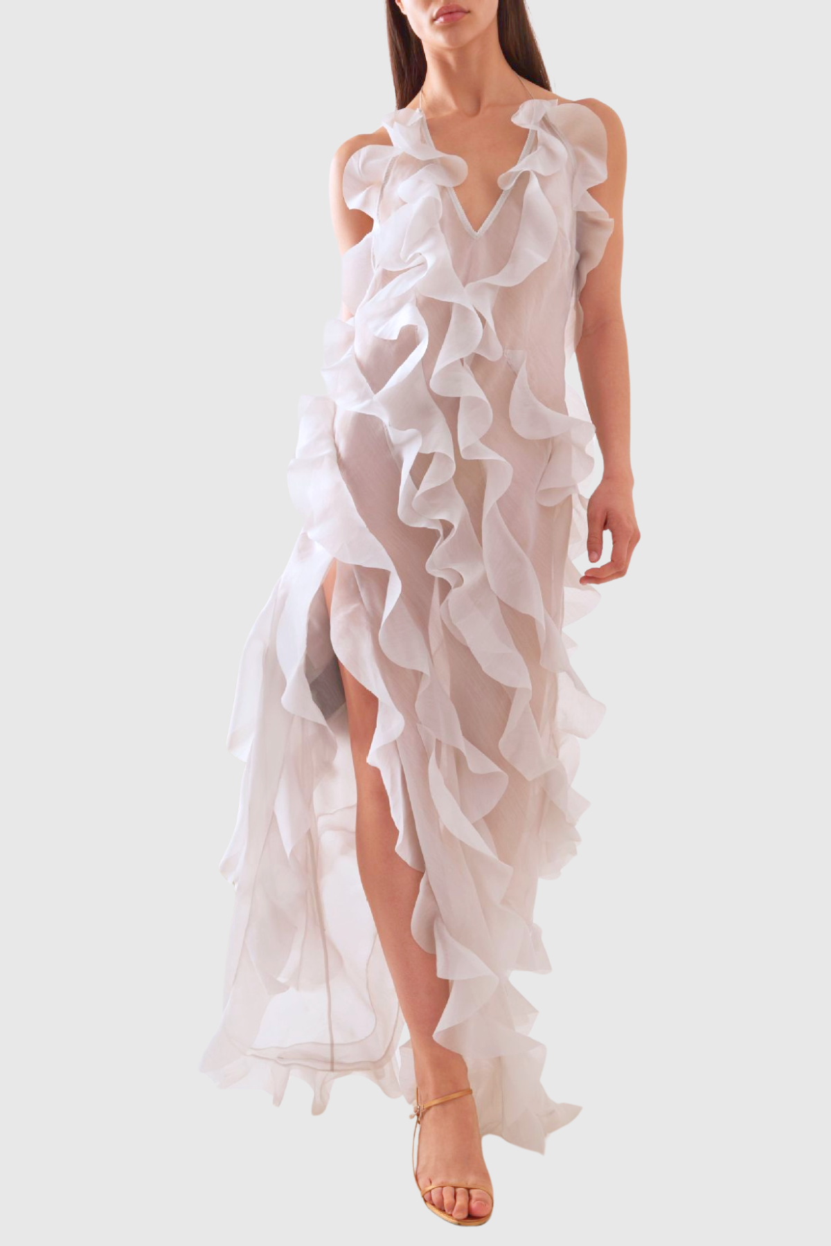 Etoile Ruffle Slit Maxi Dress