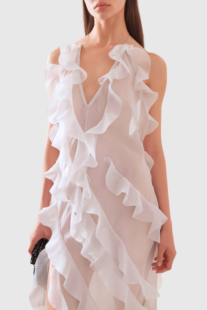 Etoile Ruffle Slit Maxi Dress