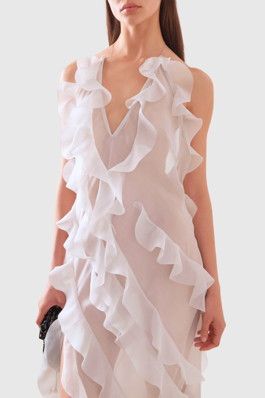 Etoile Ruffle Slit Maxi Dress