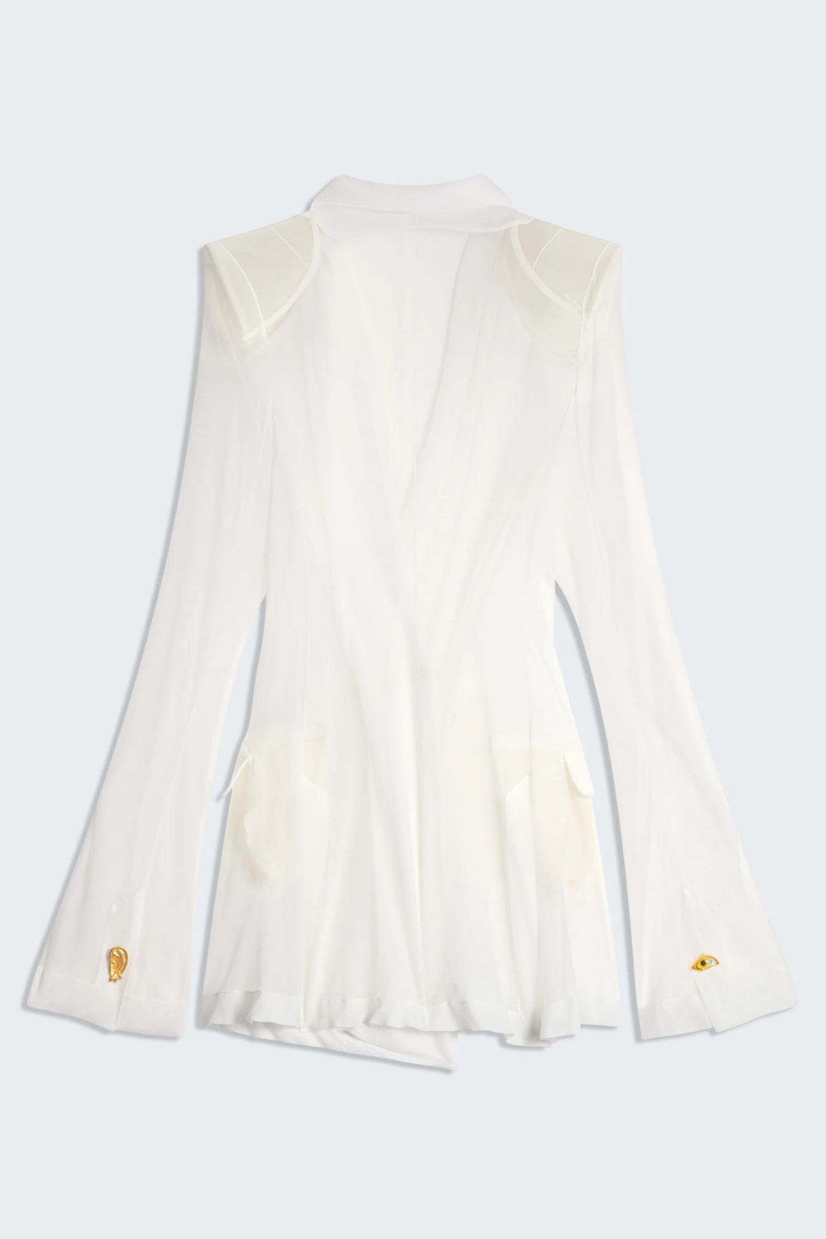 Eulalie Transparent Ruched Blazer - White