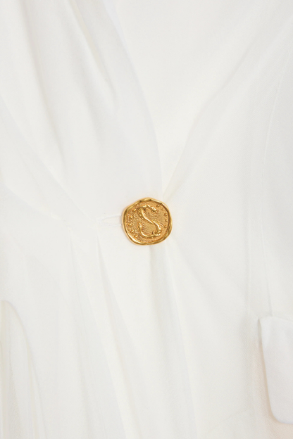 Eulalie Transparent Ruched Blazer - White