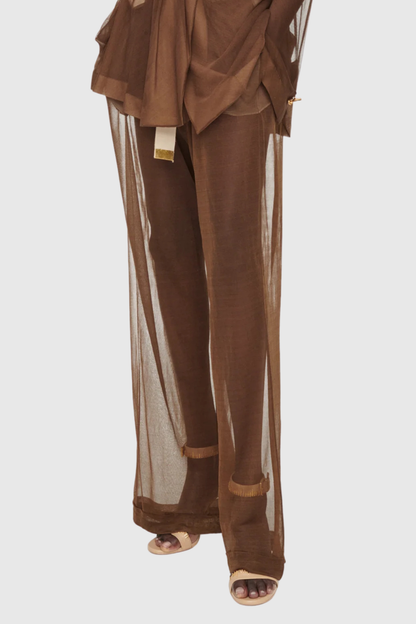 Eulalie Transparent Ruched Blazer - Brown