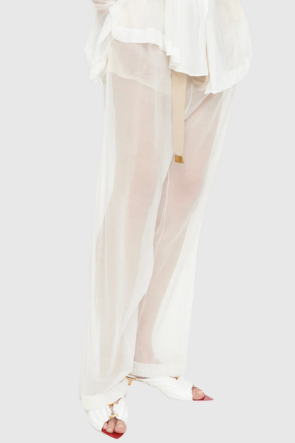Eulalie Transparent Ruched Blazer - White