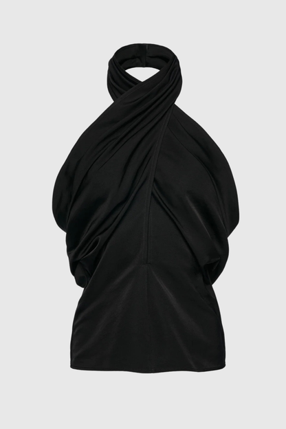 Eunika Halter Draped Top - Black