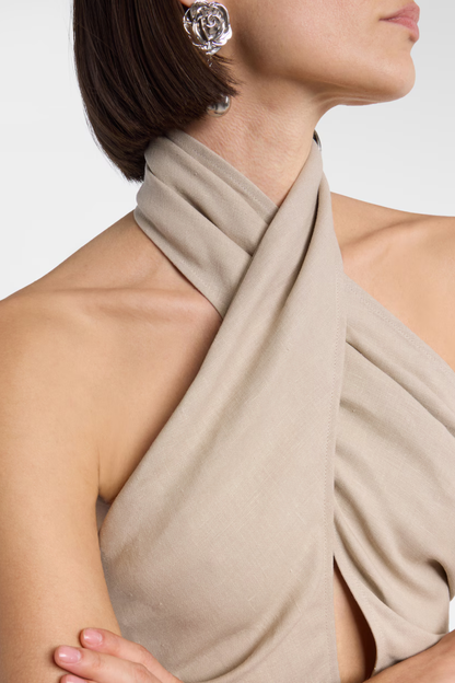 Eunika Halter Draped Top - Khaki