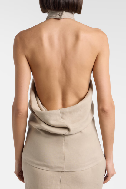 Eunika Halter Draped Top - Khaki