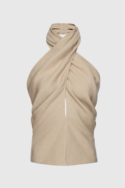 Eunika Halter Draped Top - Khaki