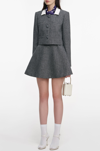 Euryda Herringbone Polka Dot Scarf Jacket