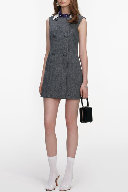 Euryda Herringbone Scarf Sleeveless Mini Dress
