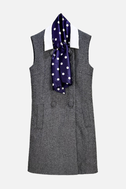Euryda Herringbone Scarf Sleeveless Mini Dress