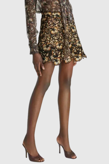 Eurydia Floral Embroidered Mini Skirt