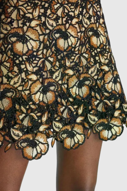 Eurydia Floral Embroidered Mini Skirt