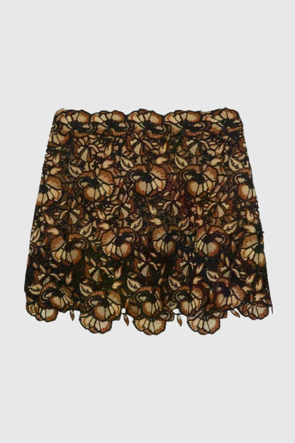 Eurydia Floral Embroidered Mini Skirt