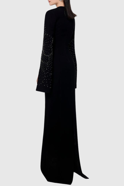 Everat Crystal Embellished Split Sleeve Maxi Dress