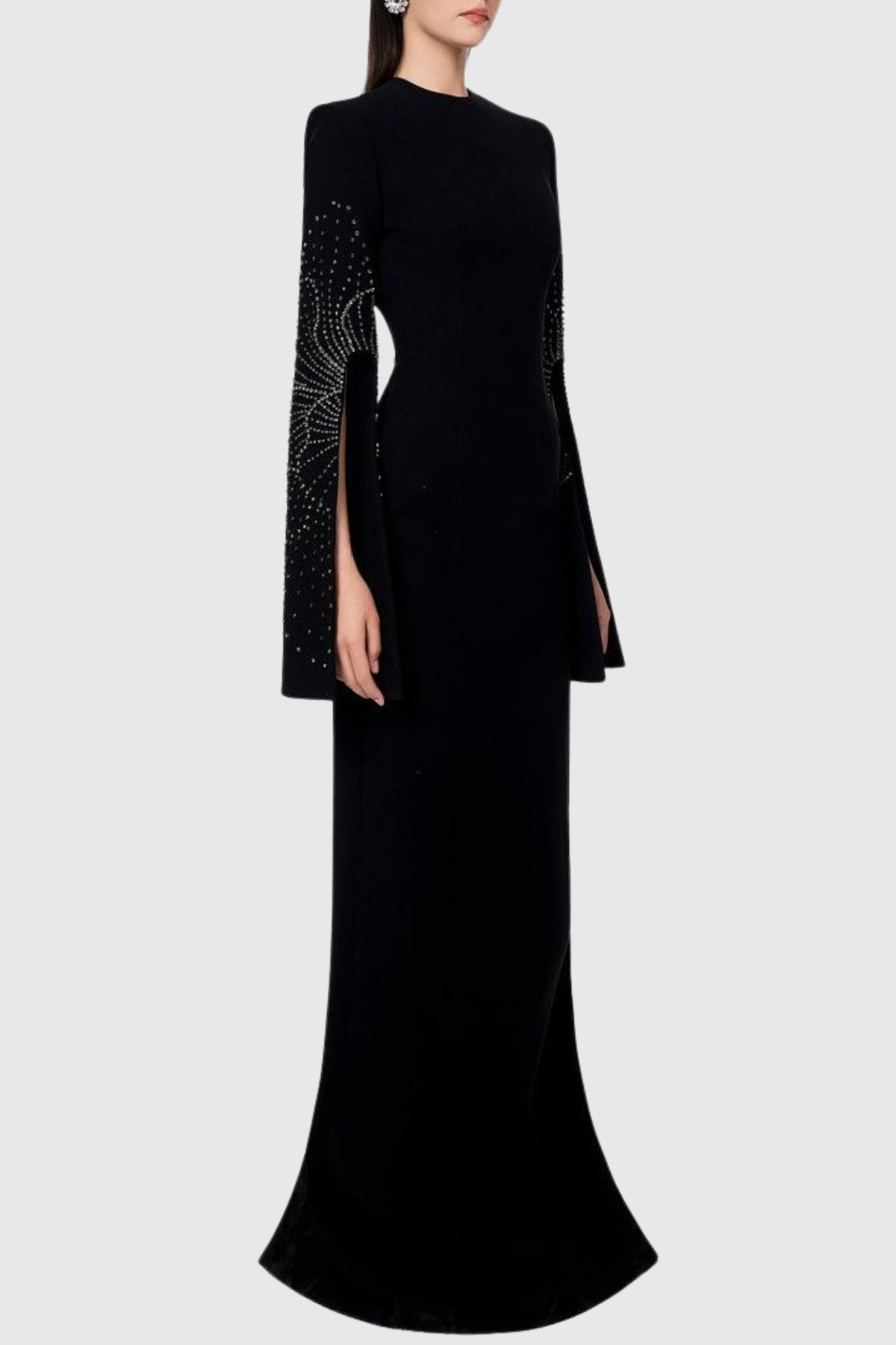 Everat Crystal Embellished Split Sleeve Maxi Dress