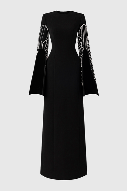 Everat Crystal Embellished Split Sleeve Maxi Dress