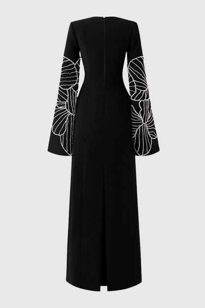 Everat Crystal Embellished Split Sleeve Maxi Dress