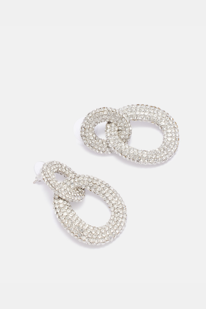 Evier Crystal Link Earrings - Silver