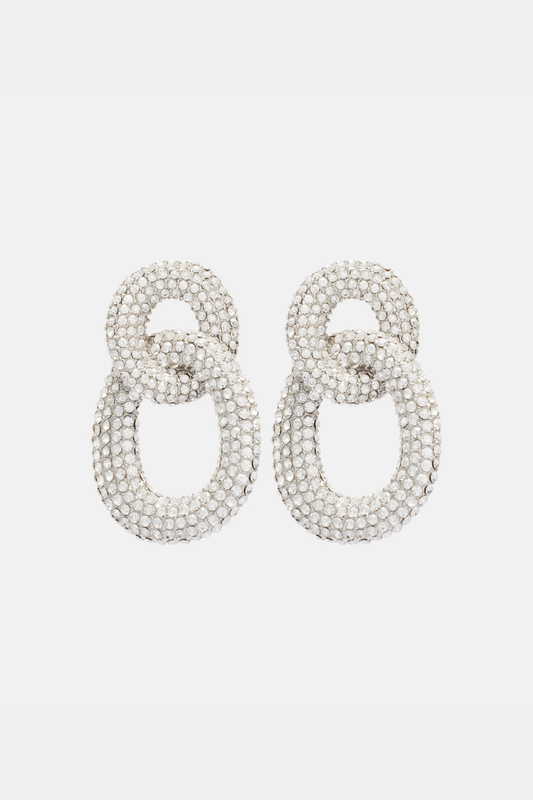 Evier Crystal Link Earrings - Silver