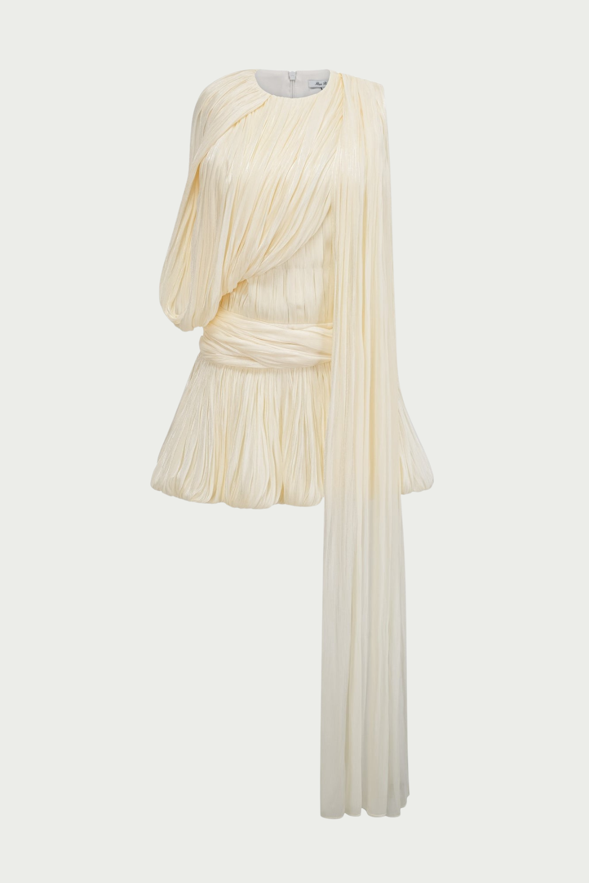 Evrar Asymmetric Pleated One Shoulder Mini Dress