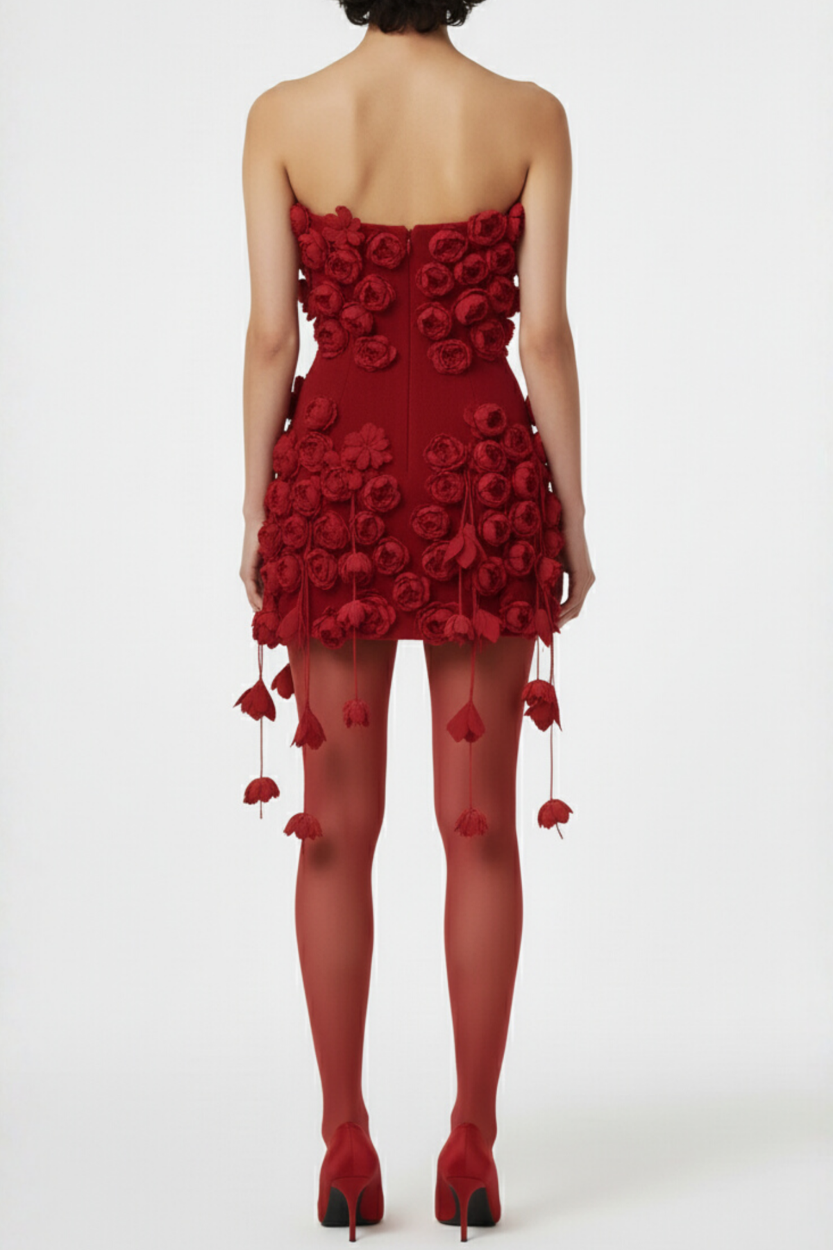 Eyre Floral Appliqué Strapless Mini Dress