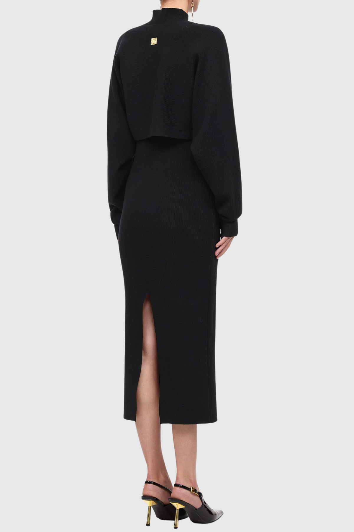 Ezrah Keyhole Sleeveless Knit Midi Dress & Cardigan Set - Black