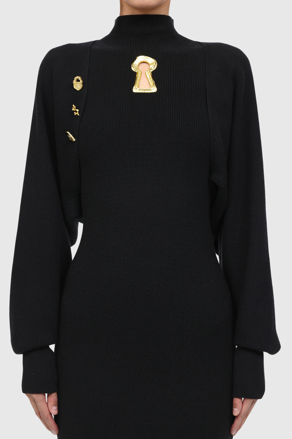Ezrah Keyhole Sleeveless Knit Midi Dress & Cardigan Set - Black