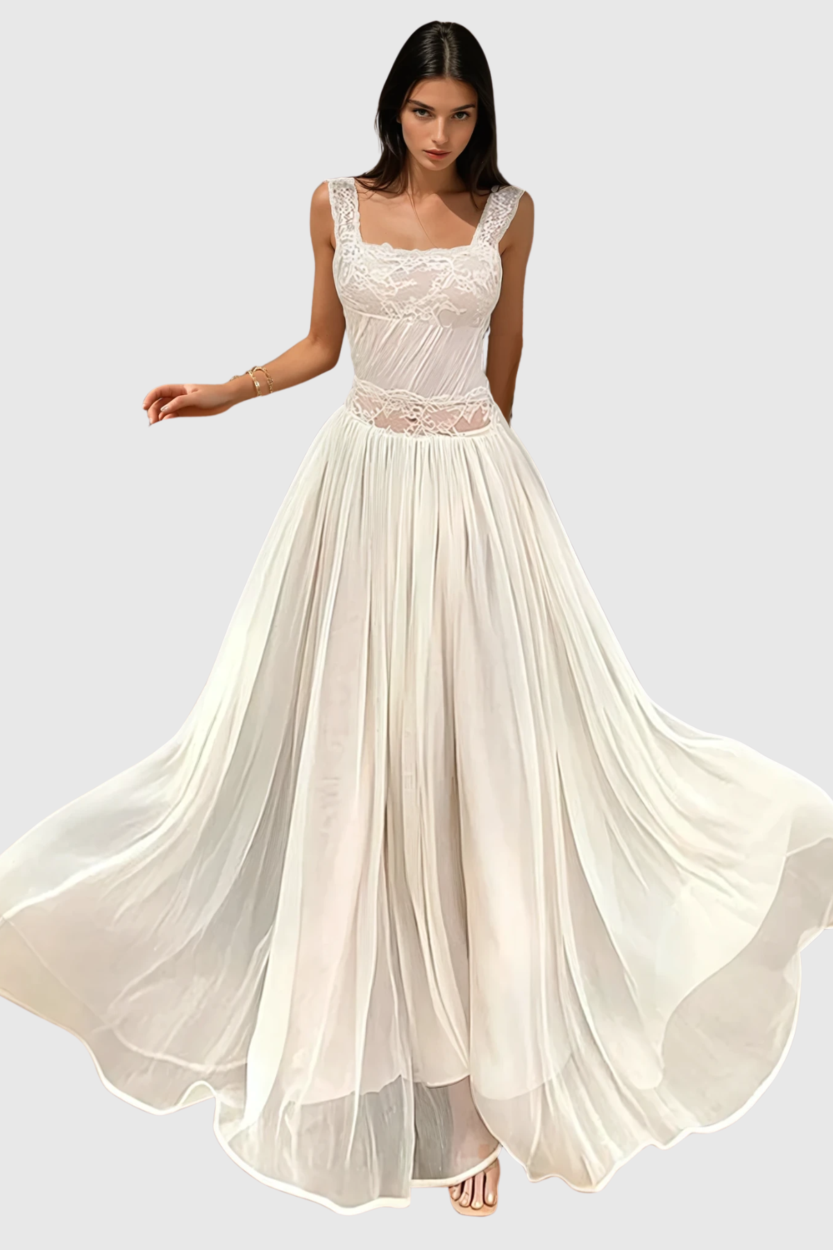 Farley Lace Ruched Maxi Dress