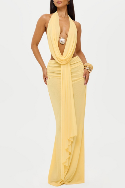 Faunia Mesh Shell Top & Skirt Set - Yellow