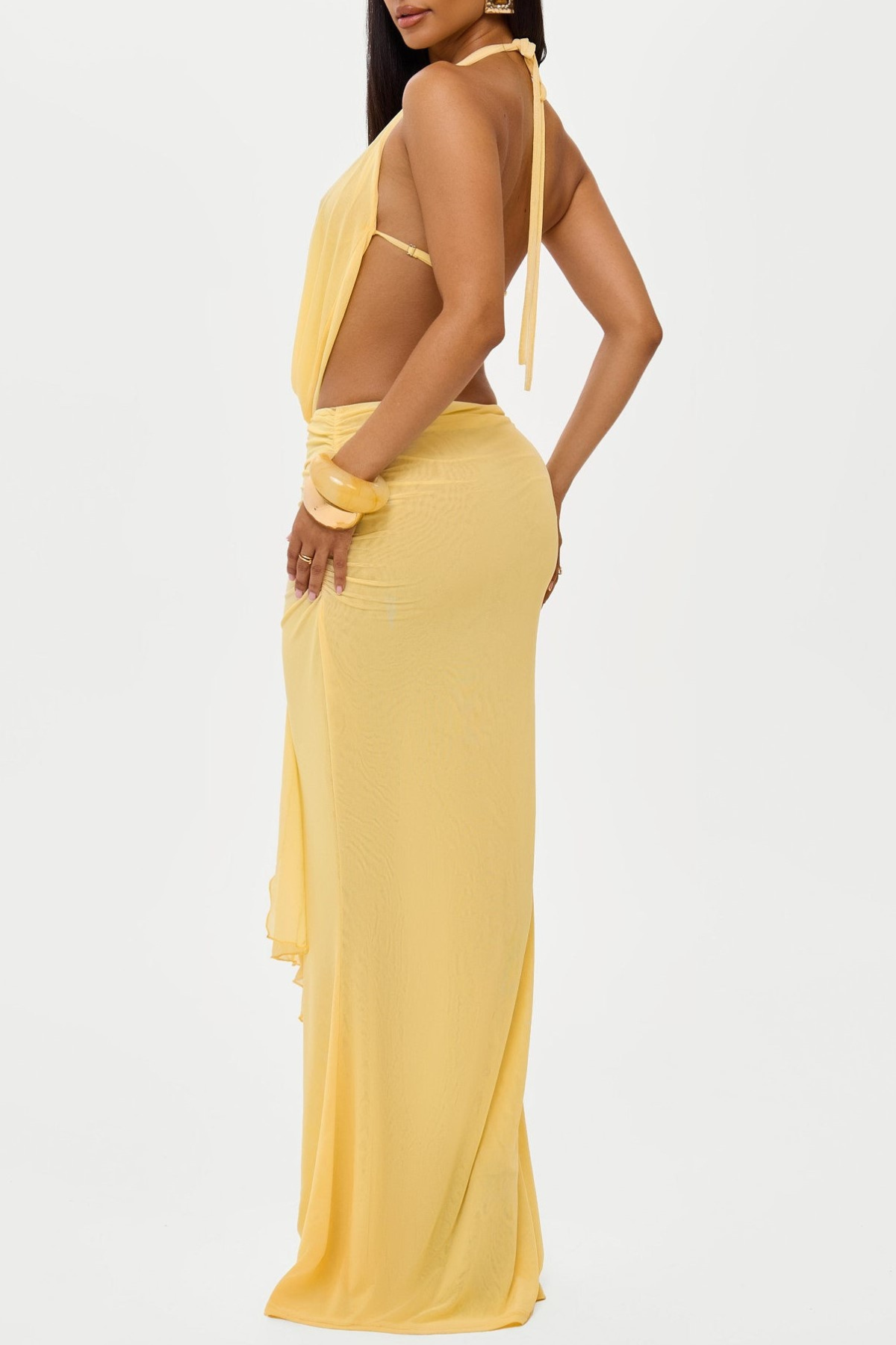 Faunia Mesh Shell Top & Skirt Set - Yellow