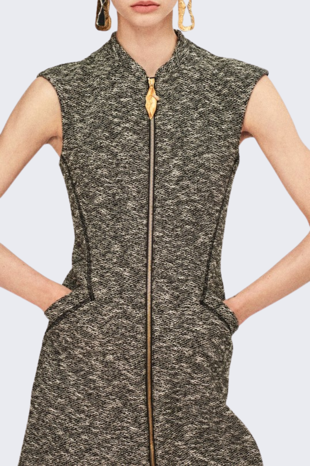 Fawana Sleeveless Zip-up Midi Dress