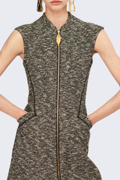 Fawana Sleeveless Zip-up Midi Dress