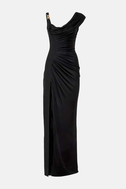 Felice Asymmetric Draped Split Maxi Dress