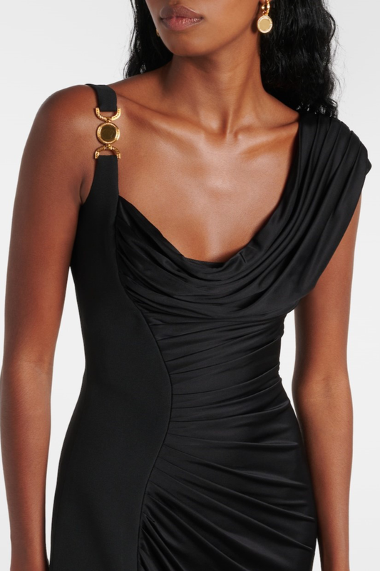 Felice Asymmetric Draped Split Maxi Dress