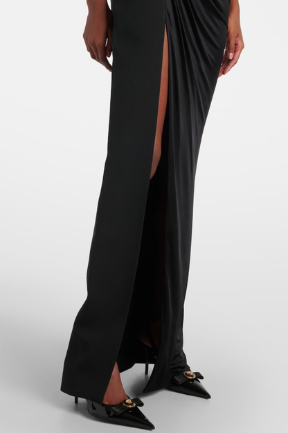 Felice Asymmetric Draped Split Maxi Dress