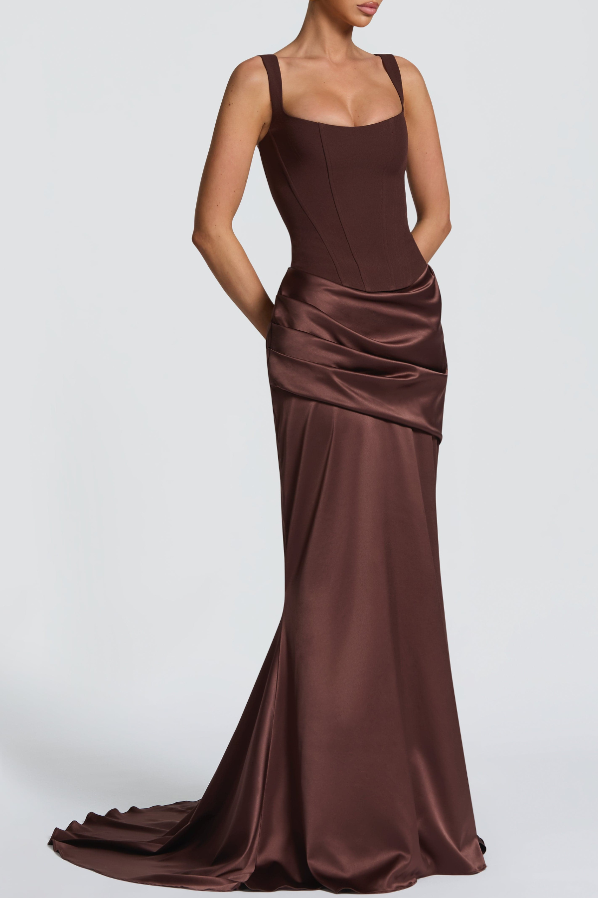 Felidsa Corset & Satin Maxi Skirt Set