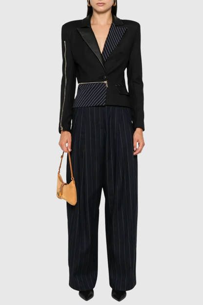 Fenia Asymmetric Zip Panelled Blazer