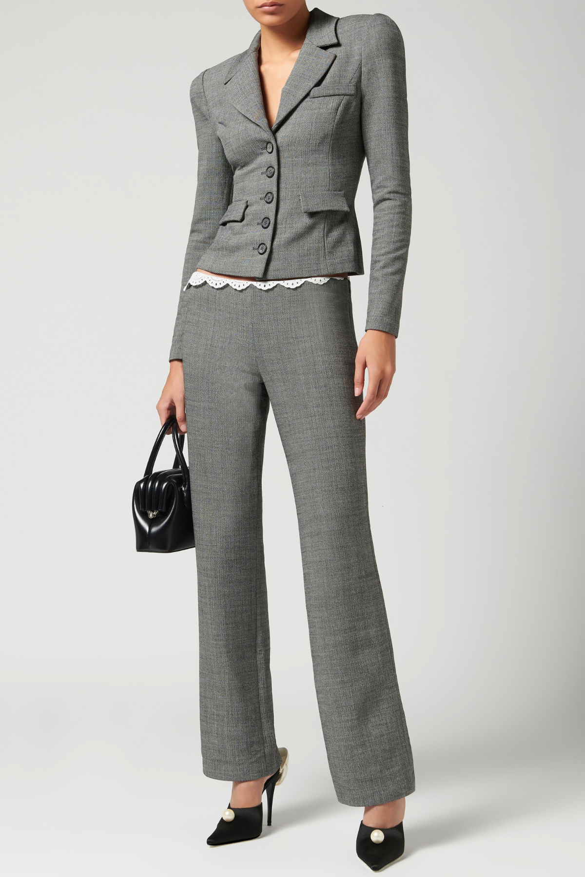 Fennia Cinched Wool Blazer - Grey