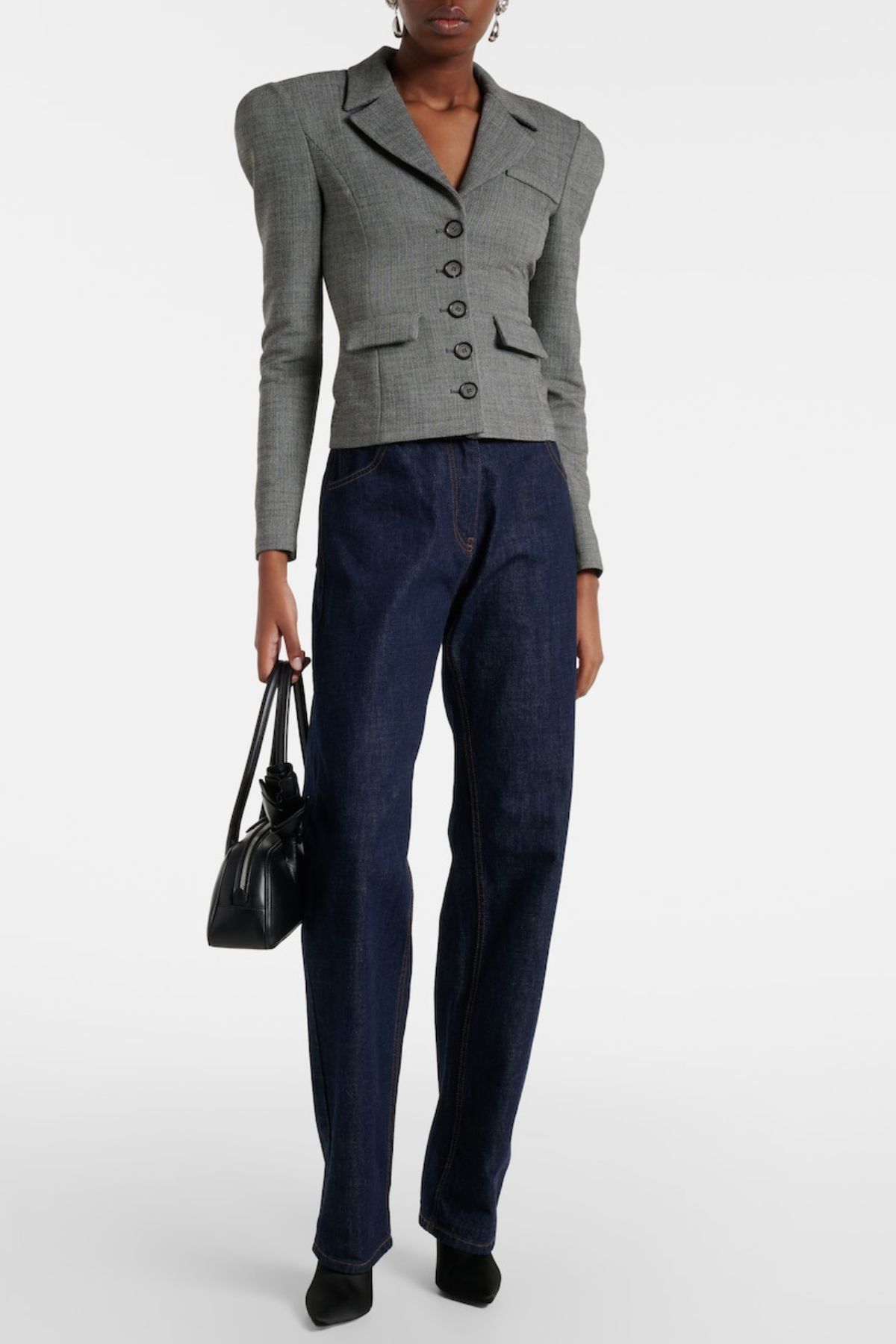 Fennia Cinched Wool Blazer - Grey