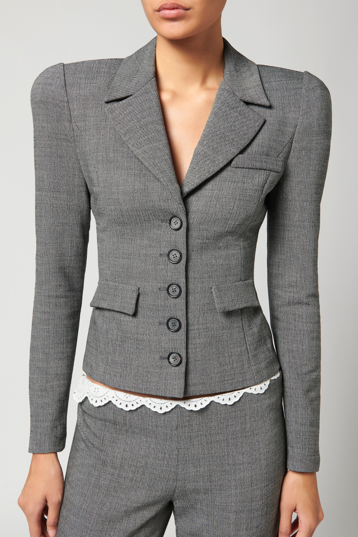 Fennia Cinched Wool Blazer - Grey