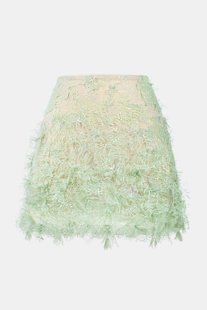 Finlia Lace Top & Mini Skirt Set - Green