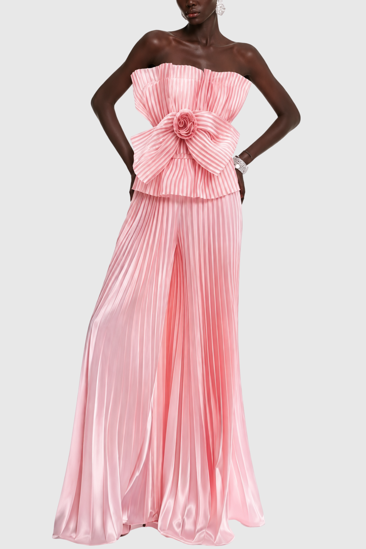 Fionra Floral Stripe Top & Pleated Pants Set