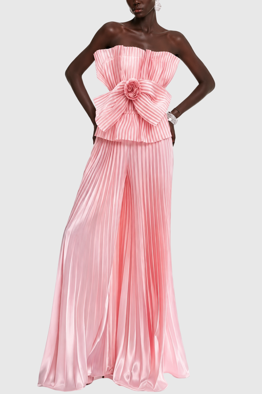 Fionra Floral Stripe Top & Pleated Pants Set